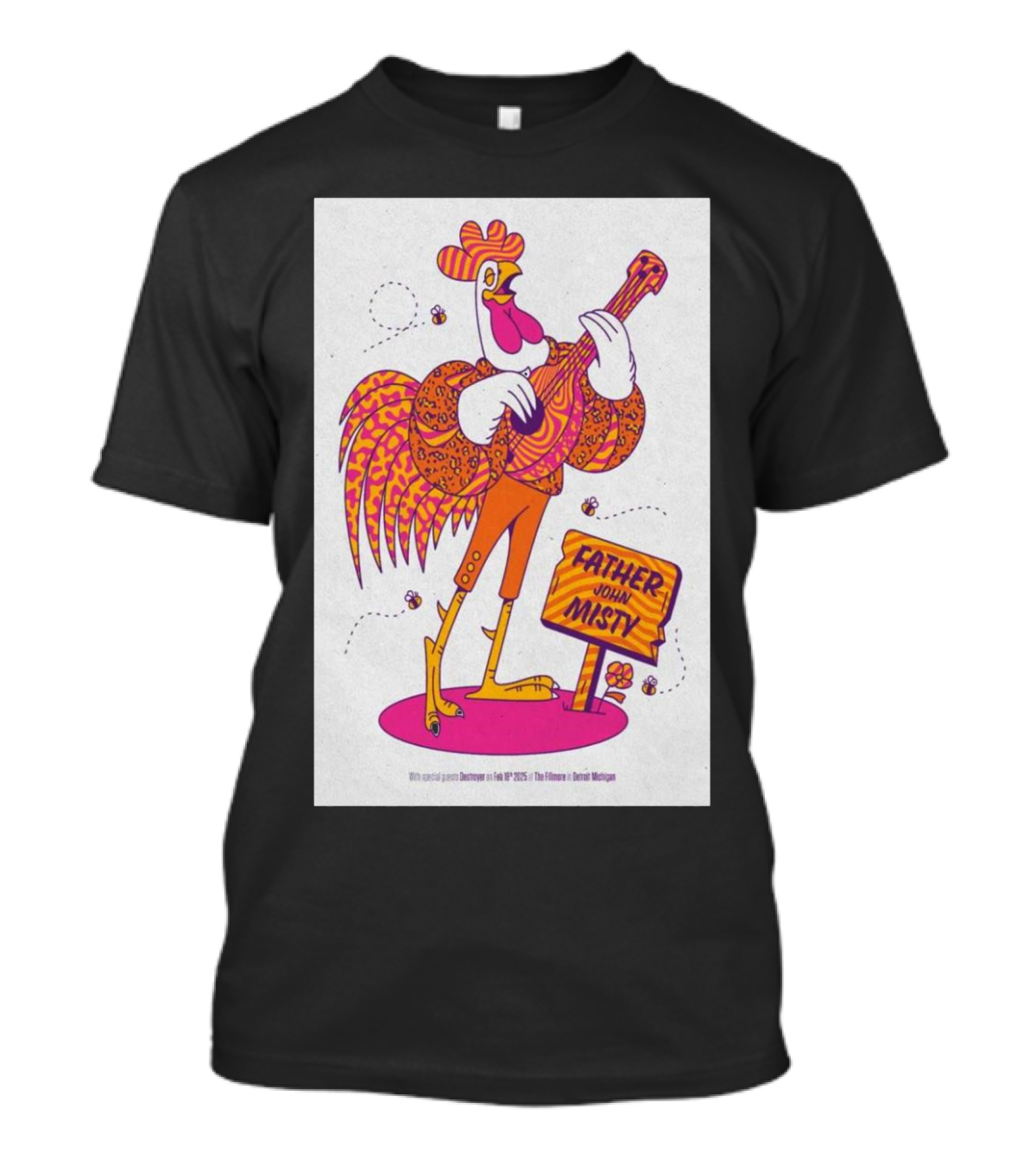 Father John Misty The Fillmore Detroit February 18 2025 Rooster And Guitar T-Shirt