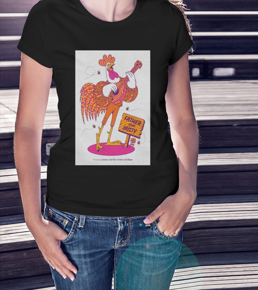 Father John Misty The Fillmore Detroit February 18 2025 Rooster And Guitar T-Shirt