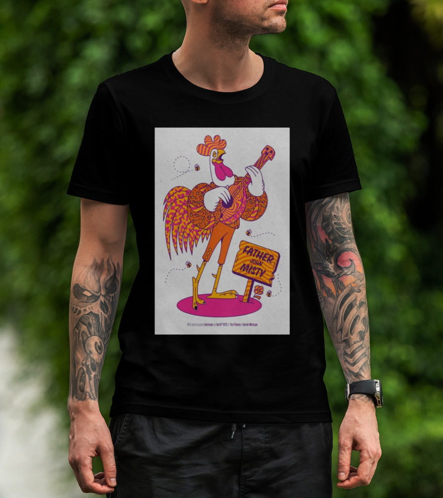 Father John Misty The Fillmore Detroit February 18 2025 Rooster And Guitar T-Shirt