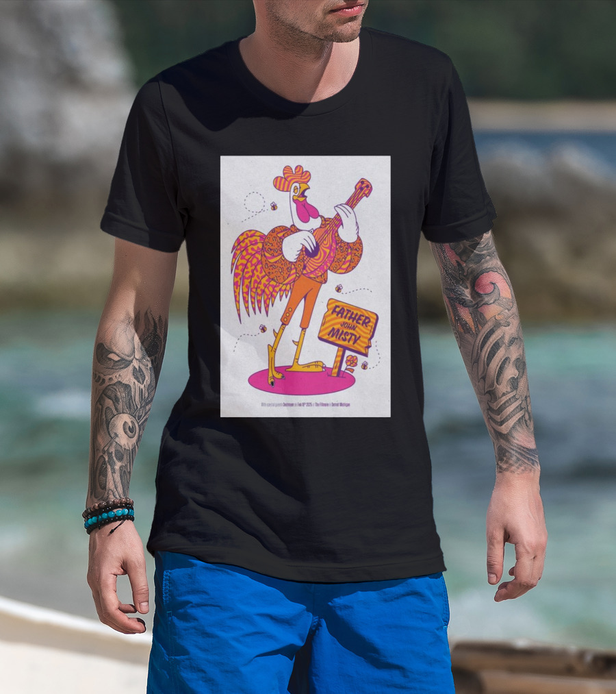 Father John Misty The Fillmore Detroit February 18 2025 Rooster And Guitar T-Shirt
