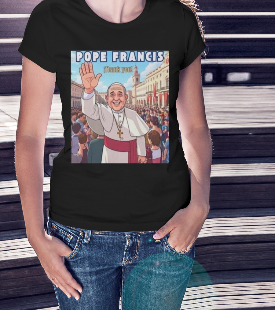 Pope Francis Thank You Crowded City Scene T-Shirt