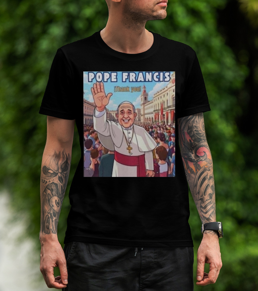 Pope Francis Thank You Crowded City Scene T-Shirt