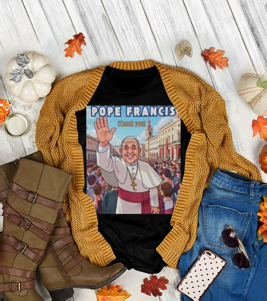 Pope Francis Thank You Crowded City Scene T-Shirt