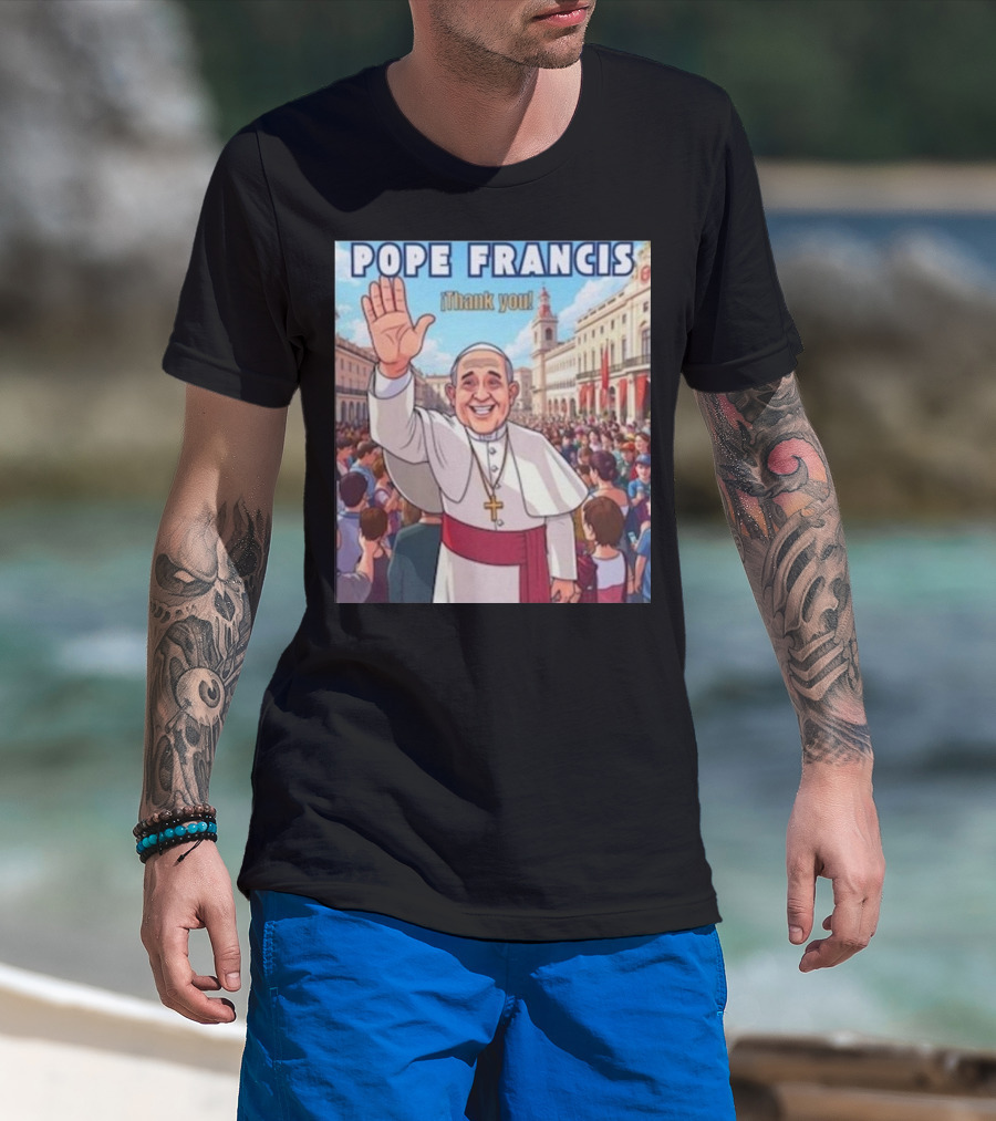 Pope Francis Thank You Crowded City Scene T-Shirt