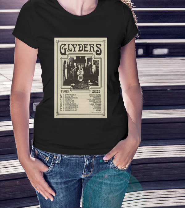 Glyders February Tour 2025 Featuring Davenport Omaha Kansas City Tulsa Denton Austin Lafayette New Orleans Birmingham Louisville T-Shirt