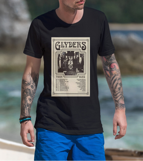 Glyders February Tour 2025 Featuring Davenport Omaha Kansas City Tulsa Denton Austin Lafayette New Orleans Birmingham Louisville T-Shirt