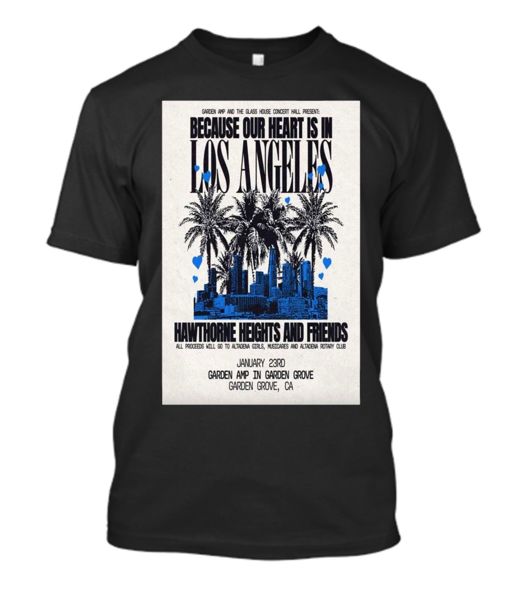 Garden AMP Concert Hawthorne Heights And Friends Los Angeles Skyline January 23 Garden Grove CA T-Shirt