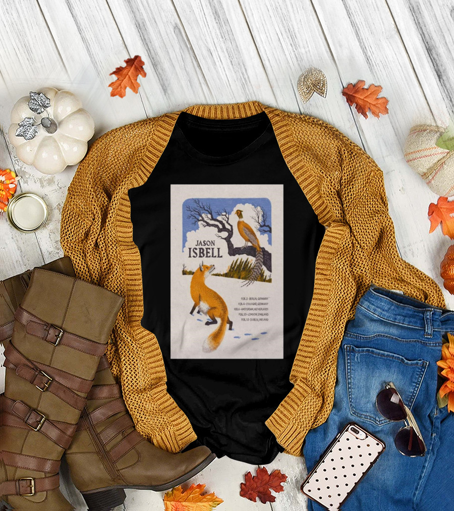 Jason Isbell Feb 2 Berlin Feb 4 Cologne Feb 6 Amsterdam Feb 10 London Feb 12 Dublin Fox And Pheasant Tree Scene T-Shirt