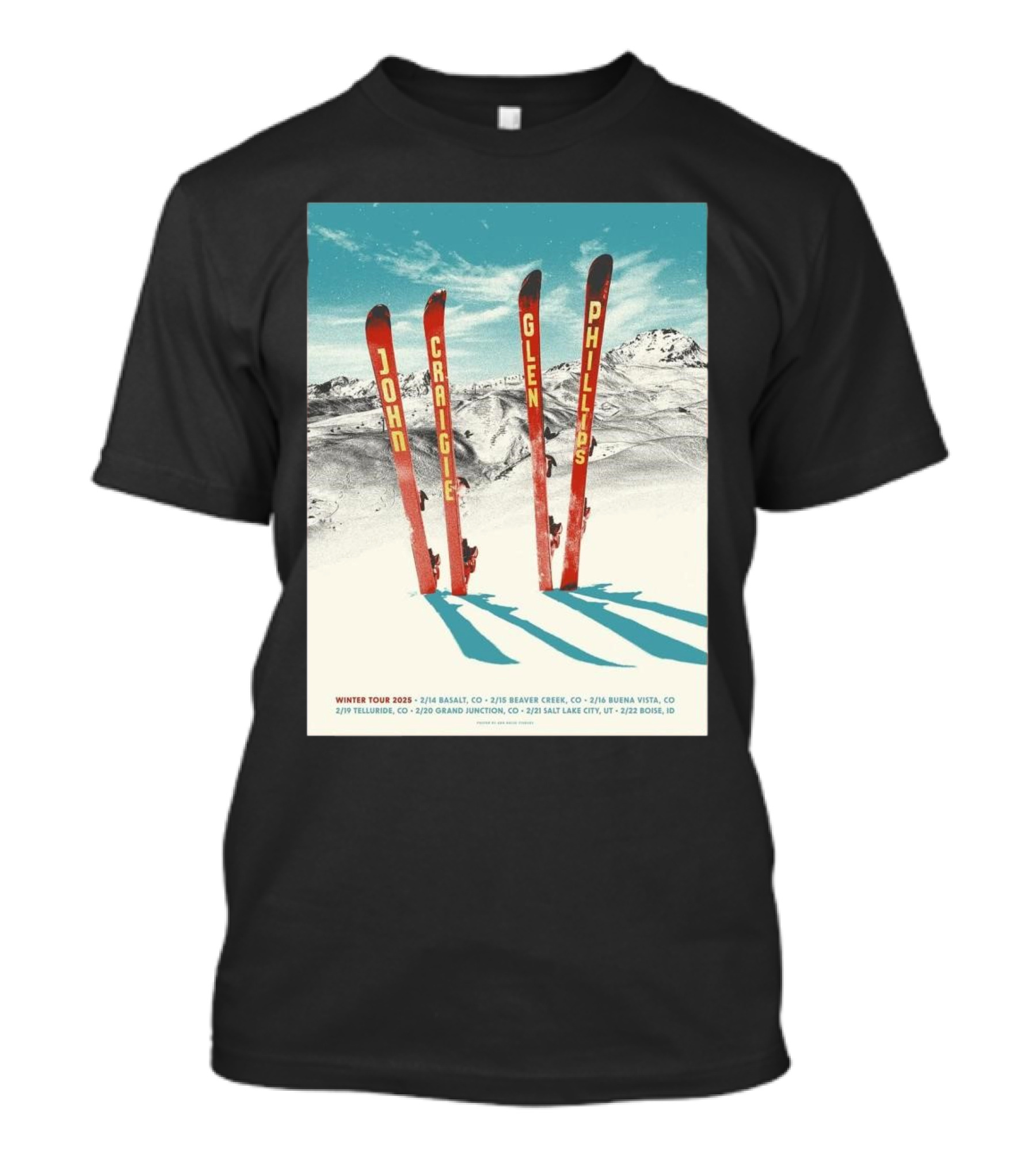 Winter Tour 2025 Ski John Craigie Glenn Phillips Basalt CO Beaver Creek T-Shirt
