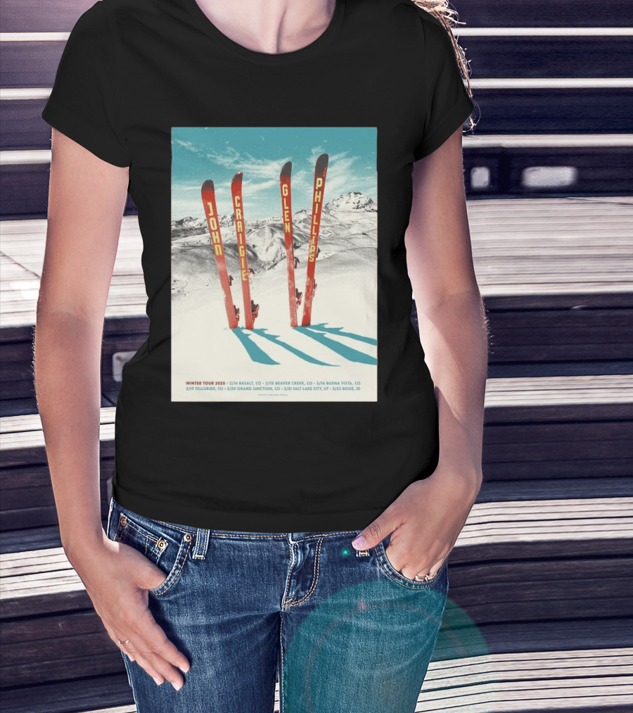 Winter Tour 2025 Ski John Craigie Glenn Phillips Basalt CO Beaver Creek T-Shirt