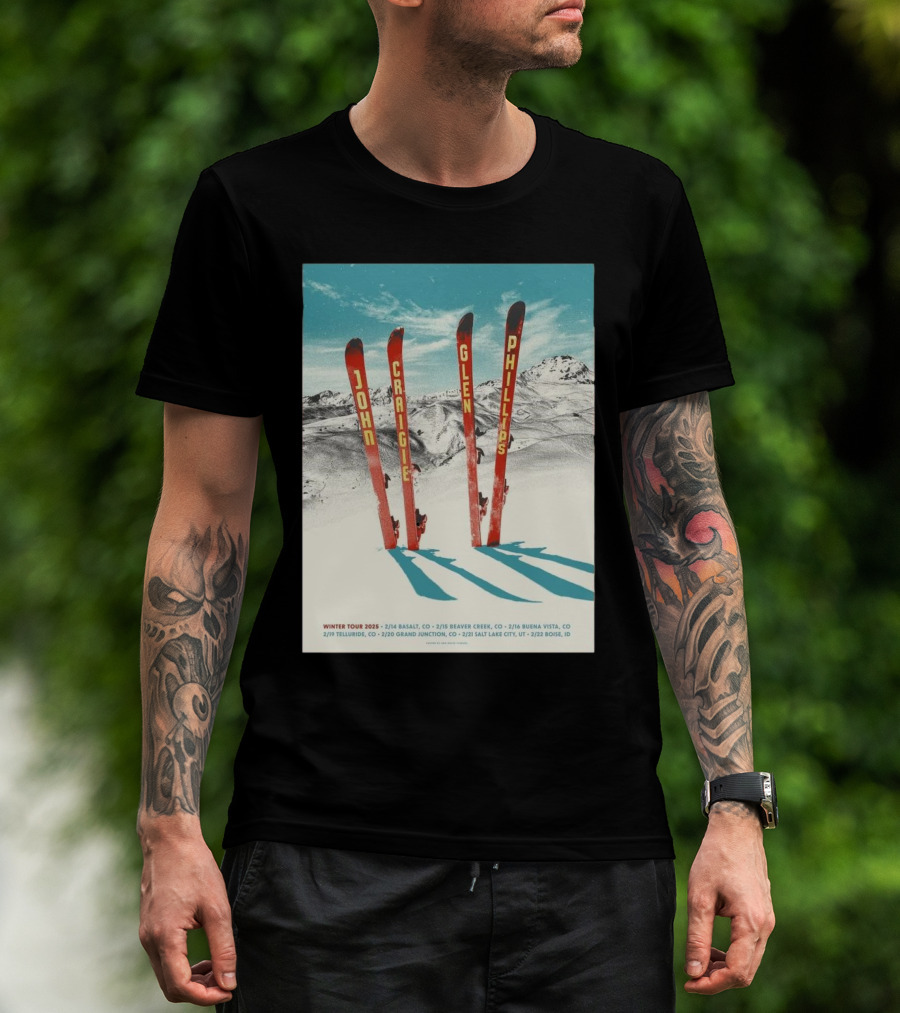 Winter Tour 2025 Ski John Craigie Glenn Phillips Basalt CO Beaver Creek T-Shirt