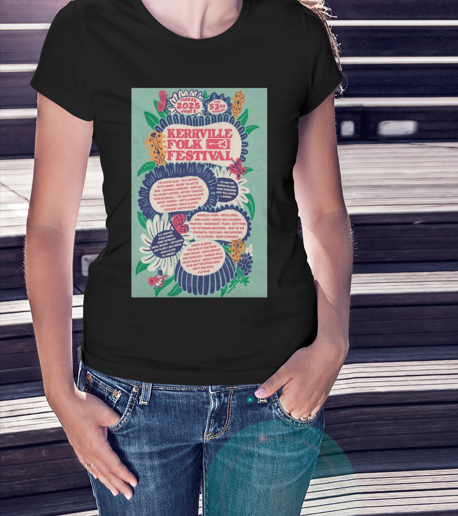 Kerrville Folk Festival 53rd Annual May 22-June 8 2025 Featuring The Wilder Blue, Dale Watson, Fox Run Five T-Shirt