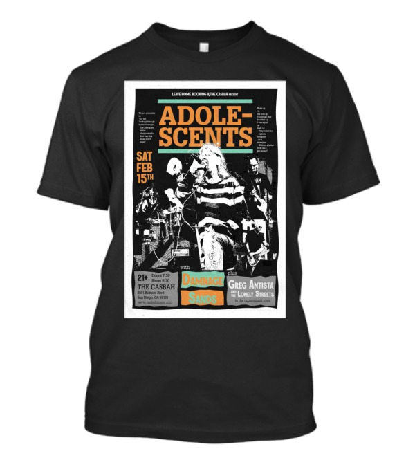 Adolescents Concert February 15 2025 San Diego With DANNYAGE SANDS And Greg Antista And The Lonely Streets T-Shirt