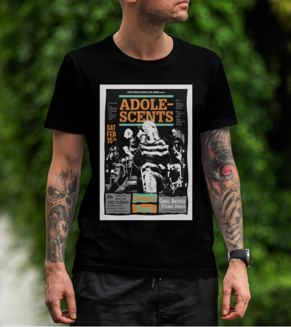 Adolescents Concert February 15 2025 San Diego With DANNYAGE SANDS And Greg Antista And The Lonely Streets T-Shirt