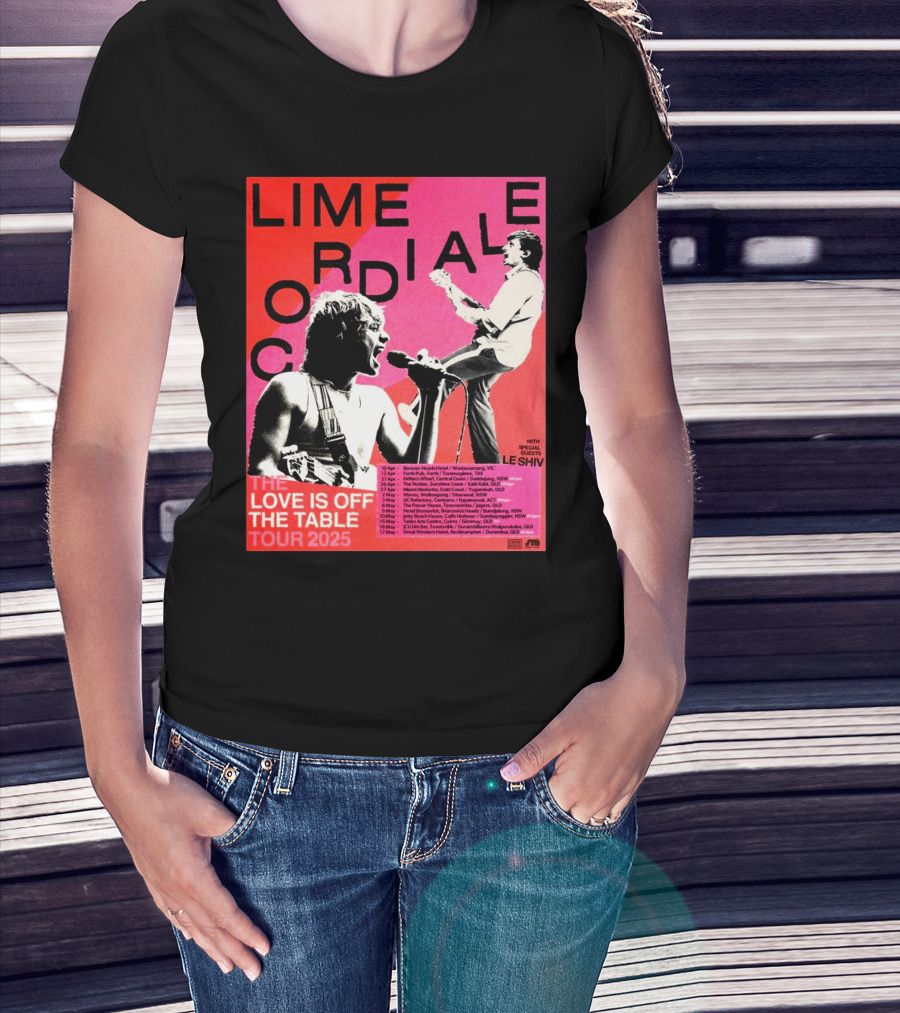 Lime Cordiale The Love Is Off The Table Tour 2025 With Special Guests Le Shiv 10 Apr Barwon Heads Hotel Wadawurrung VIC T-Shirt