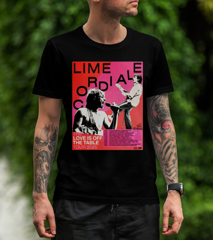 Lime Cordiale The Love Is Off The Table Tour 2025 With Special Guests Le Shiv 10 Apr Barwon Heads Hotel Wadawurrung VIC T-Shirt