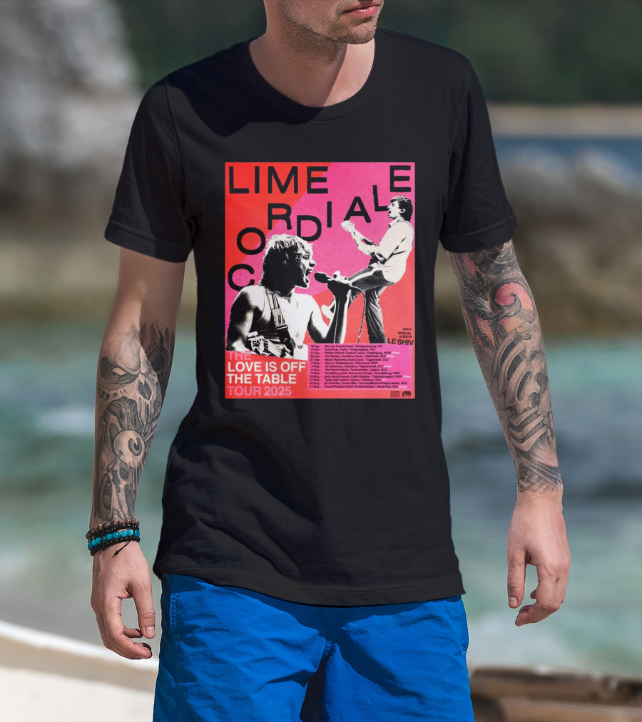 Lime Cordiale The Love Is Off The Table Tour 2025 With Special Guests Le Shiv 10 Apr Barwon Heads Hotel Wadawurrung VIC T-Shirt