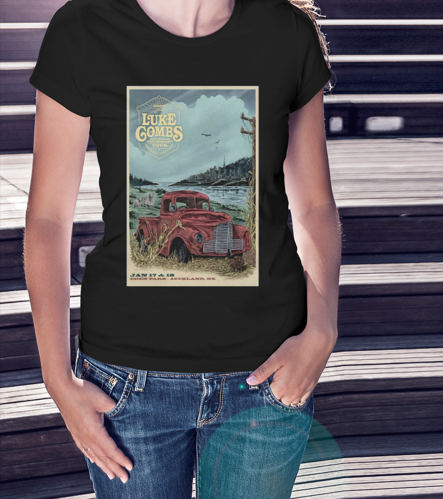 Luke Combs 2025 Australasia New Zealand Tour Auckland Eden Park Jan 17-18 Event T-Shirt