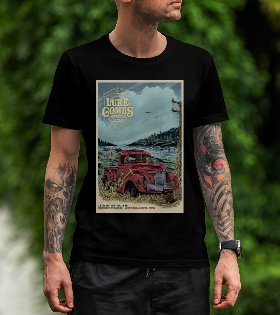 Luke Combs 2025 Australasia New Zealand Tour Auckland Eden Park Jan 17-18 Event T-Shirt
