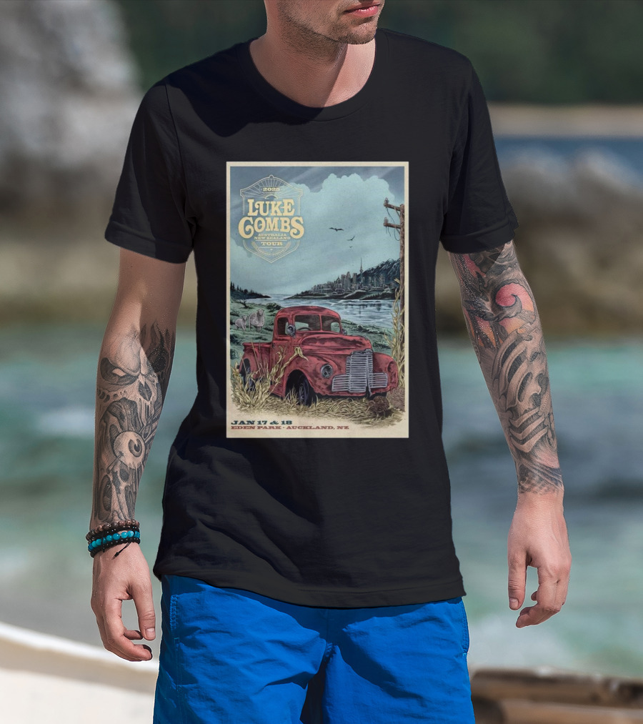 Luke Combs 2025 Australasia New Zealand Tour Auckland Eden Park Jan 17-18 Event T-Shirt