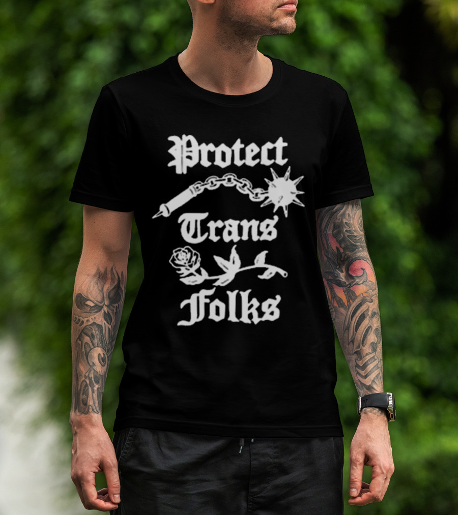 Protect Trans Folks With Mace Chain And Rose Imagery T-Shirt