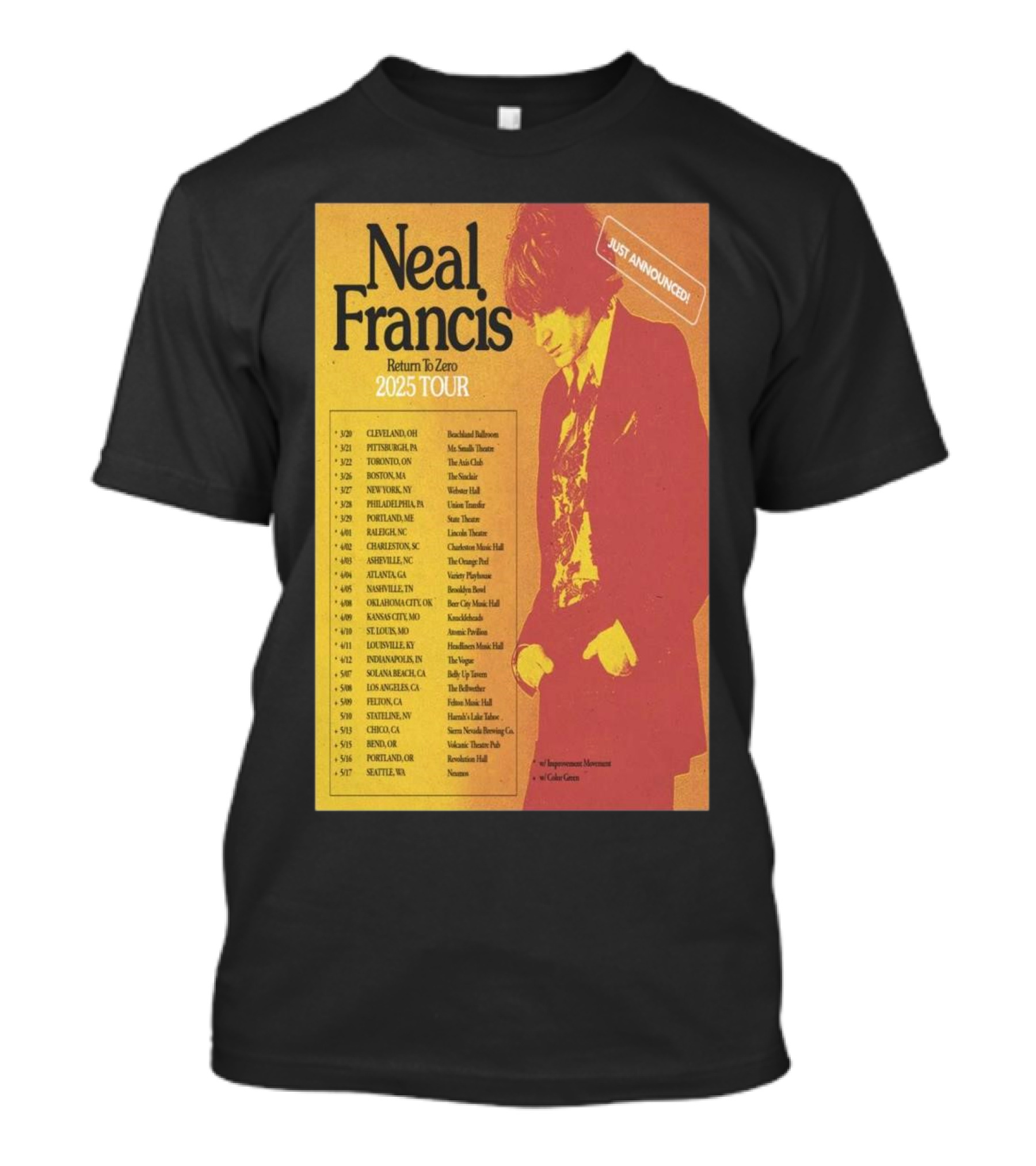 Neal Francis Return To Zero 2025 Tour Just Announced With Dates And Venues T-Shirt