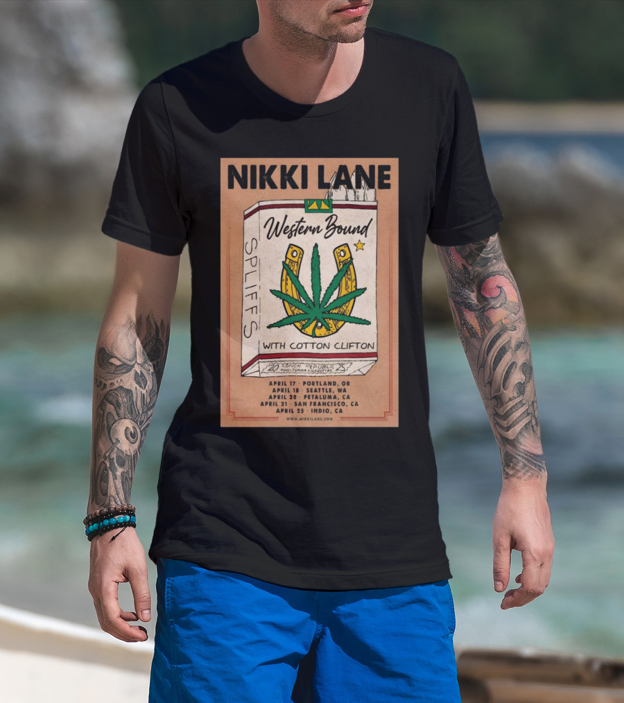 Nikki Lane Western Bound Spliffs Tour 2025 Marijuana Pack Portland OR Seattle WA Petaluma CA San Francisco CA Indio CA T-Shirt