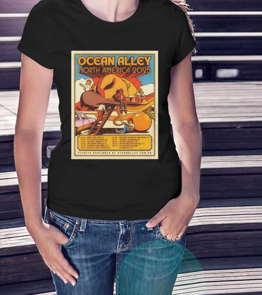 Ocean Alley North America 2025 Tour Jul Jannus Live Tampa FL Jul 18 The Eastern Atlanta GA T-Shirt