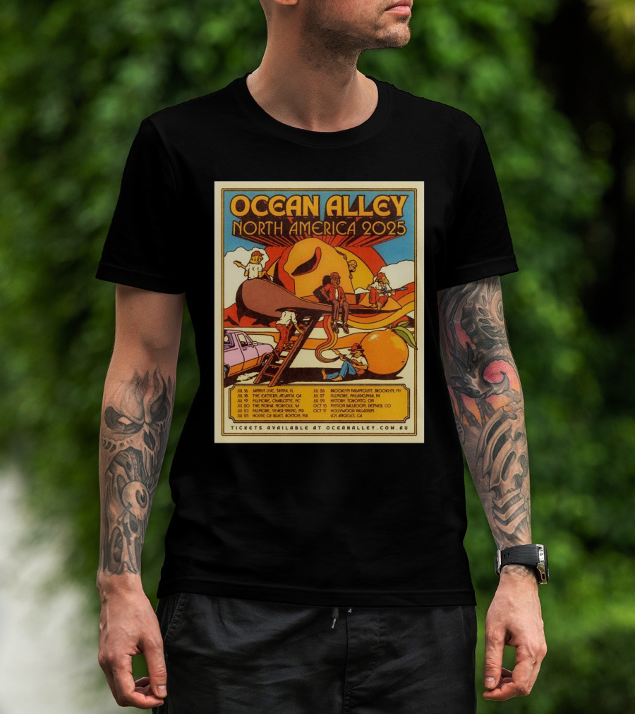Ocean Alley North America 2025 Tour Jul Jannus Live Tampa FL Jul 18 The Eastern Atlanta GA T-Shirt