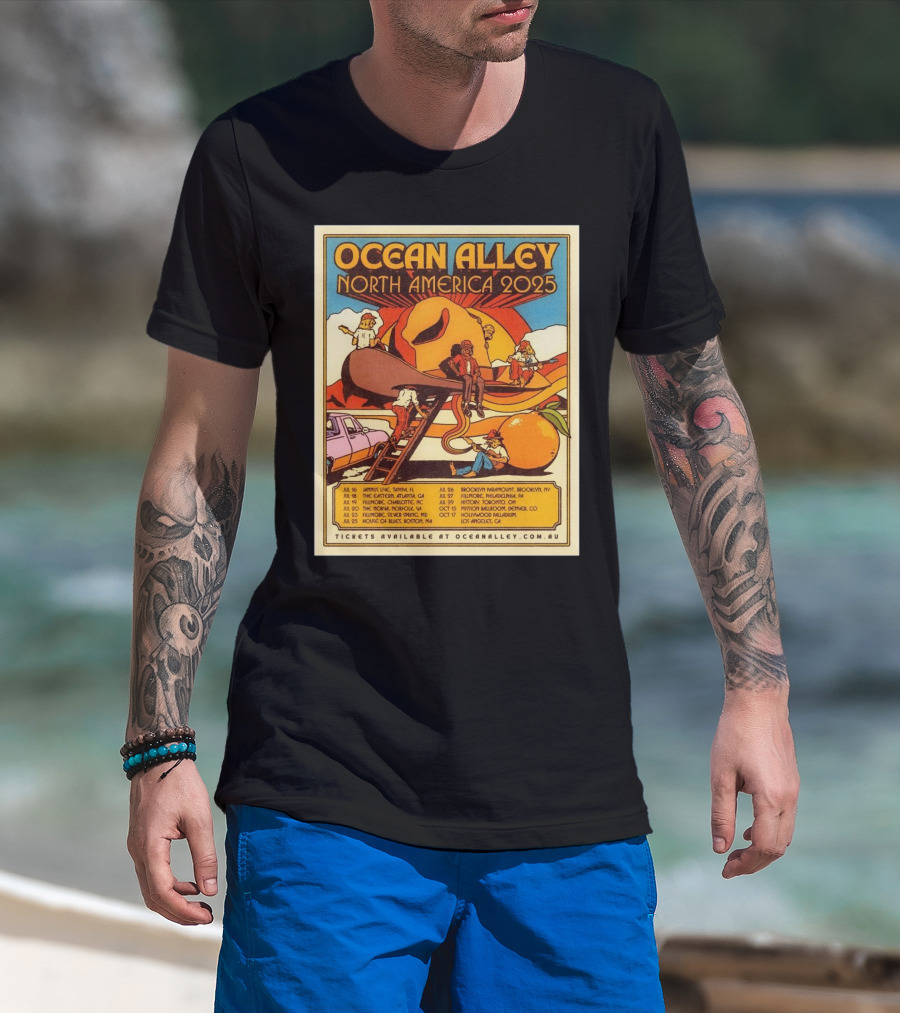 Ocean Alley North America 2025 Tour Jul Jannus Live Tampa FL Jul 18 The Eastern Atlanta GA T-Shirt