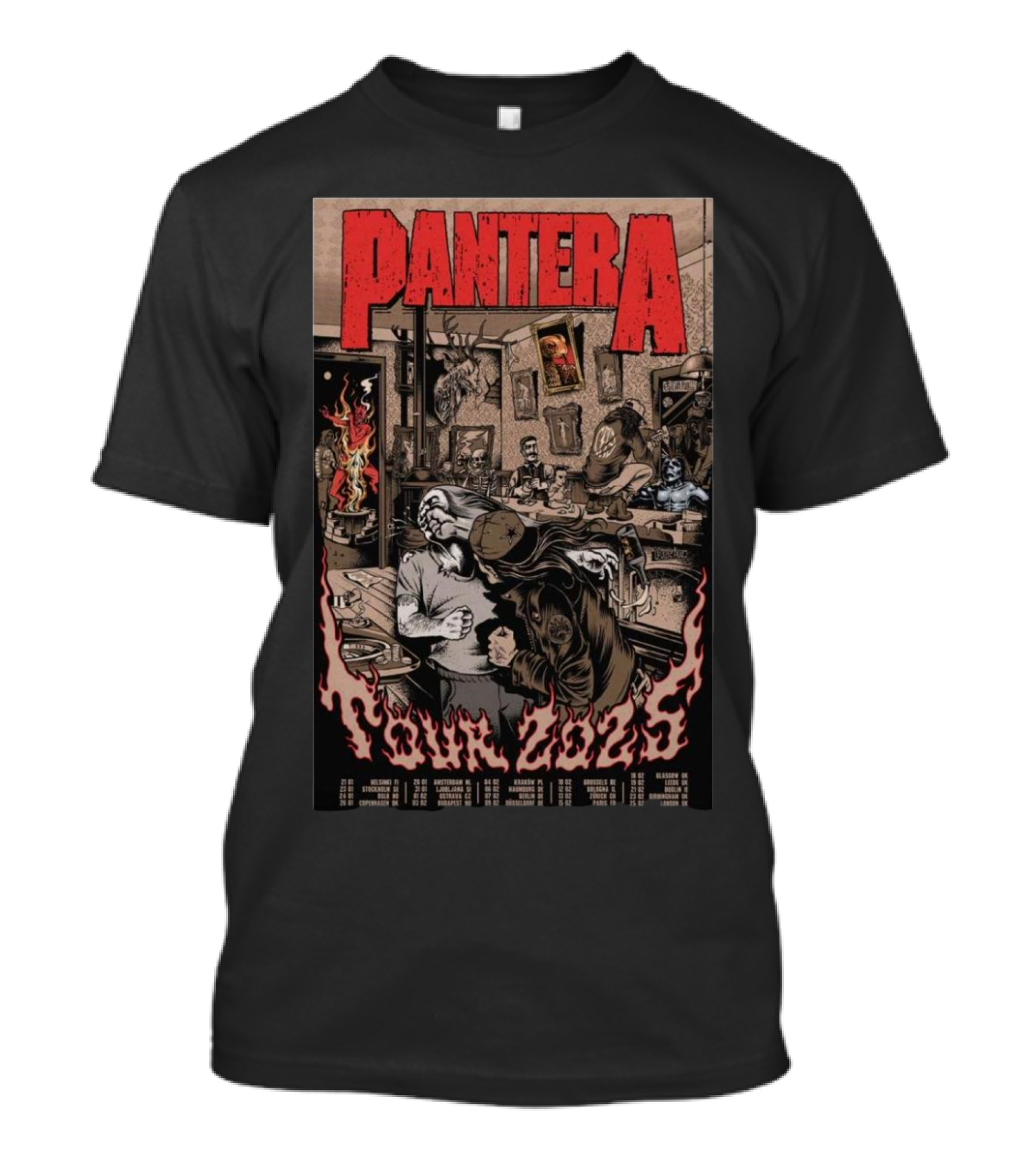 Pantera Tour 2025 With Brussels Bologna Zurich Dates T-Shirt