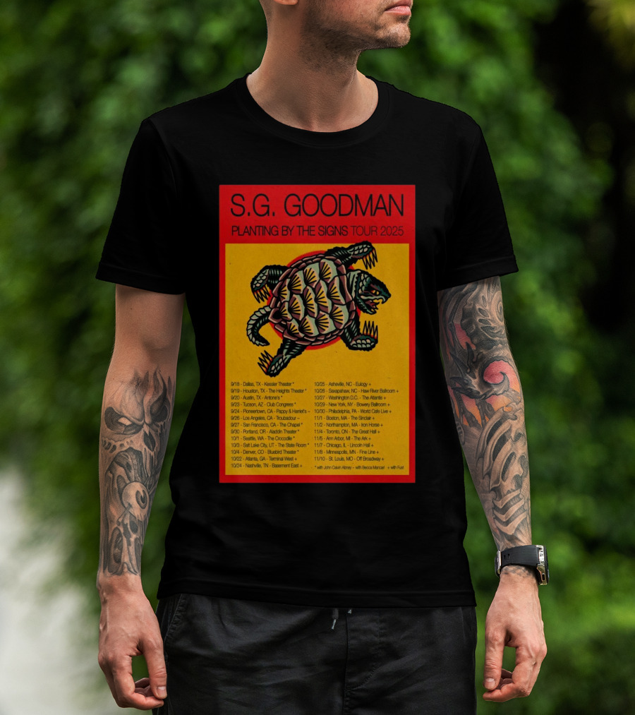 S.G. Goodman 2025 Tour Planting By The Signs Dallas TX Kessler Theater Turtle Artwork T-Shirt