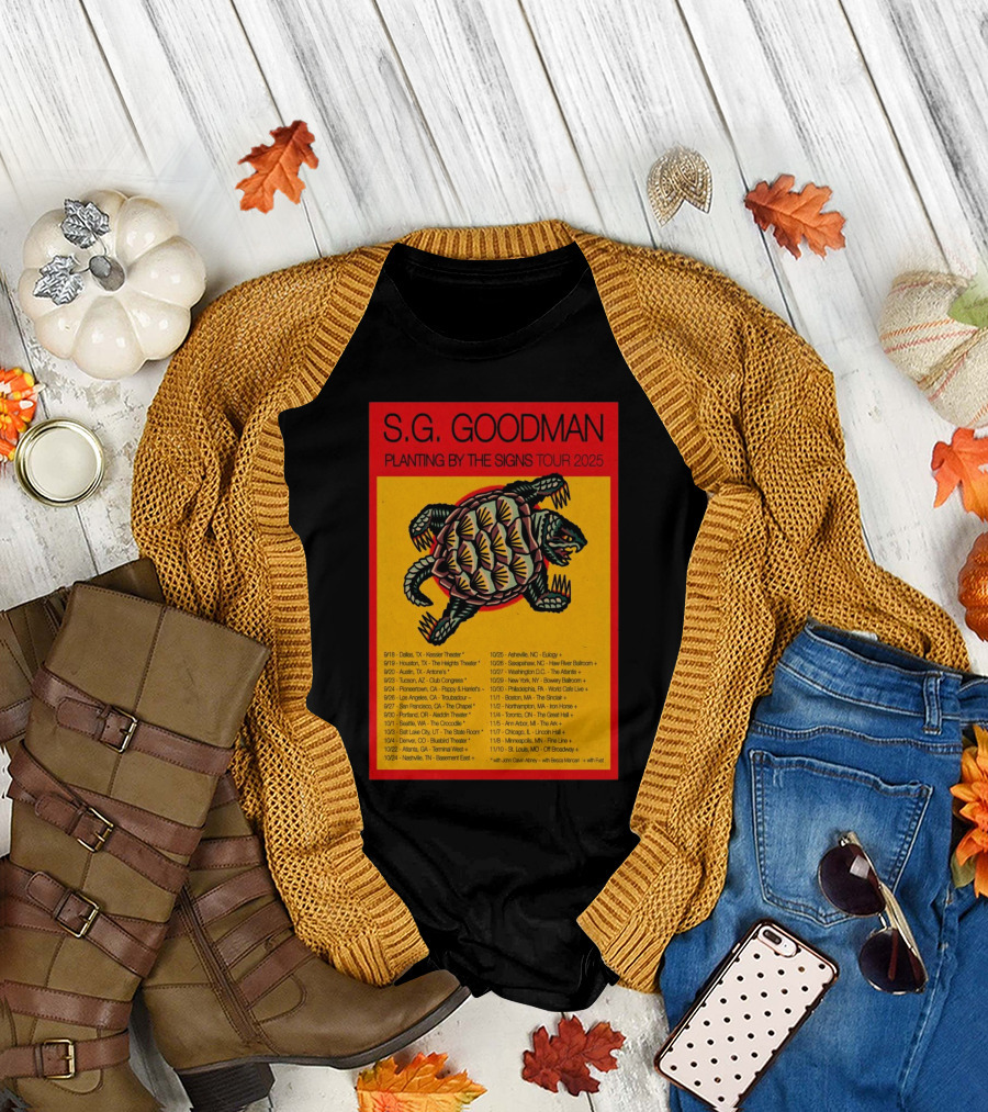 S.G. Goodman 2025 Tour Planting By The Signs Dallas TX Kessler Theater Turtle Artwork T-Shirt