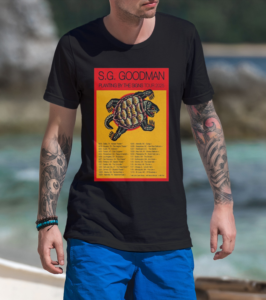 S.G. Goodman 2025 Tour Planting By The Signs Dallas TX Kessler Theater Turtle Artwork T-Shirt