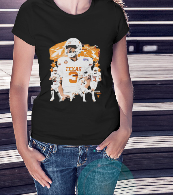 Quinn Ewers Texas Longhorns Football 3 90s Style SEC Champion T-Shirt