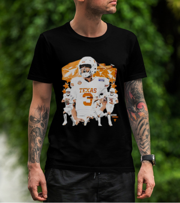 Quinn Ewers Texas Longhorns Football 3 90s Style SEC Champion T-Shirt