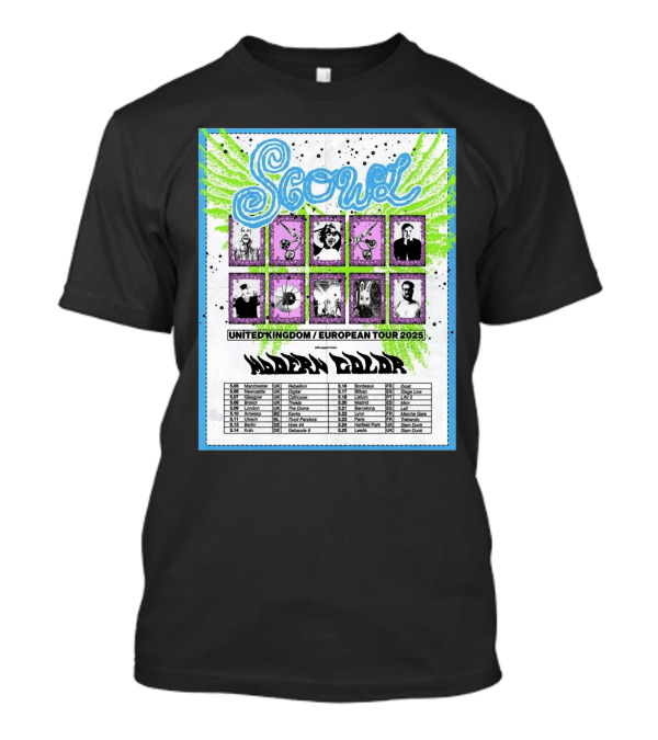 Scowl United Kingdom European Tour 2025 Featuring Modern Color Manchester Newcastle Dates T-Shirt