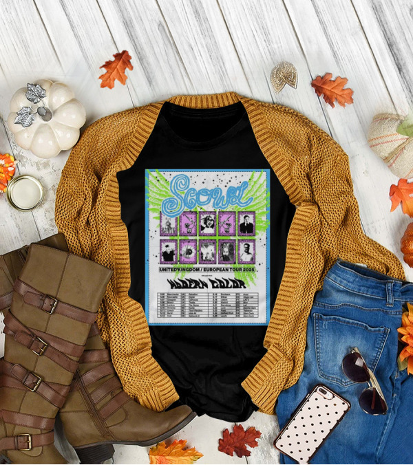 Scowl United Kingdom European Tour 2025 Featuring Modern Color Manchester Newcastle Dates T-Shirt