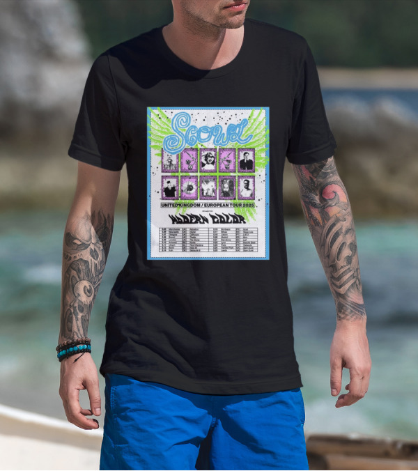 Scowl United Kingdom European Tour 2025 Featuring Modern Color Manchester Newcastle Dates T-Shirt
