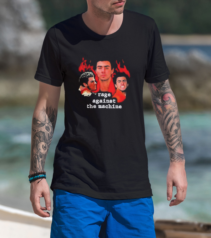 Rage Against The Machine Luigi Mangione Red Portrait Trio T-Shirt