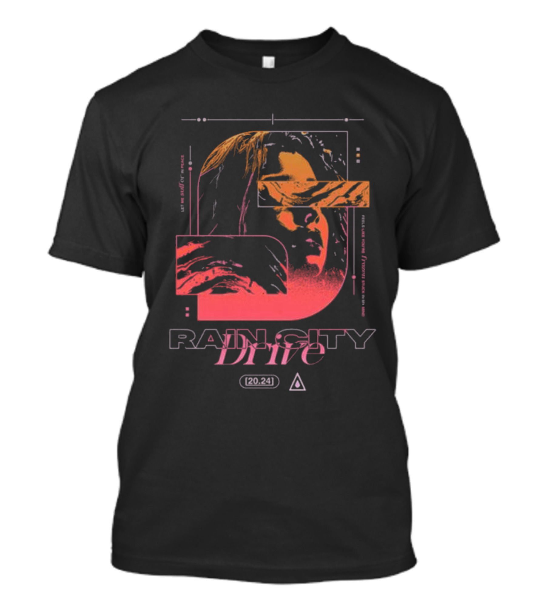Rain City Drive Frozen Retro Portrait Graphic With Geometric Elements T-Shirt
