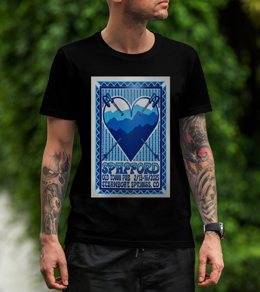 Spafford Old Town Pub February 13-16 2025 Steamboat Springs CO Ski Heart T-Shirt