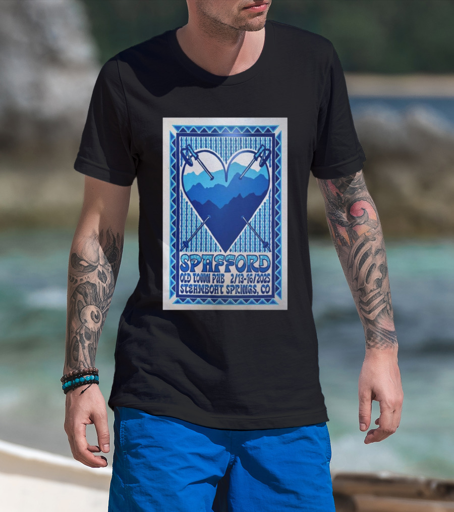 Spafford Old Town Pub February 13-16 2025 Steamboat Springs CO Ski Heart T-Shirt