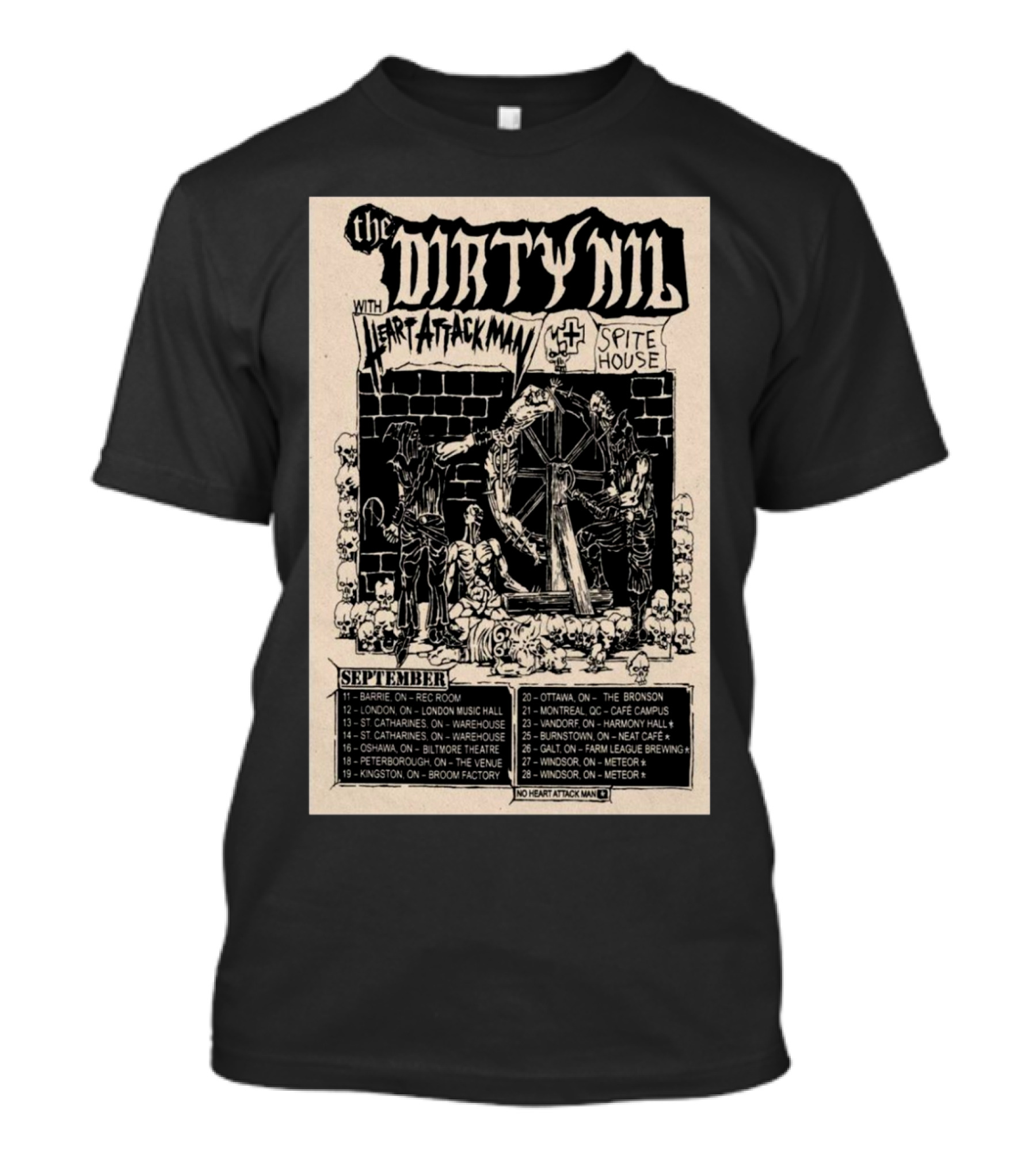 The Dirty Nil Tour 2025 With Heart Attack Man Spite House September Dates Canada Venues Rec Room Barrie London Music Hall T-Shirt