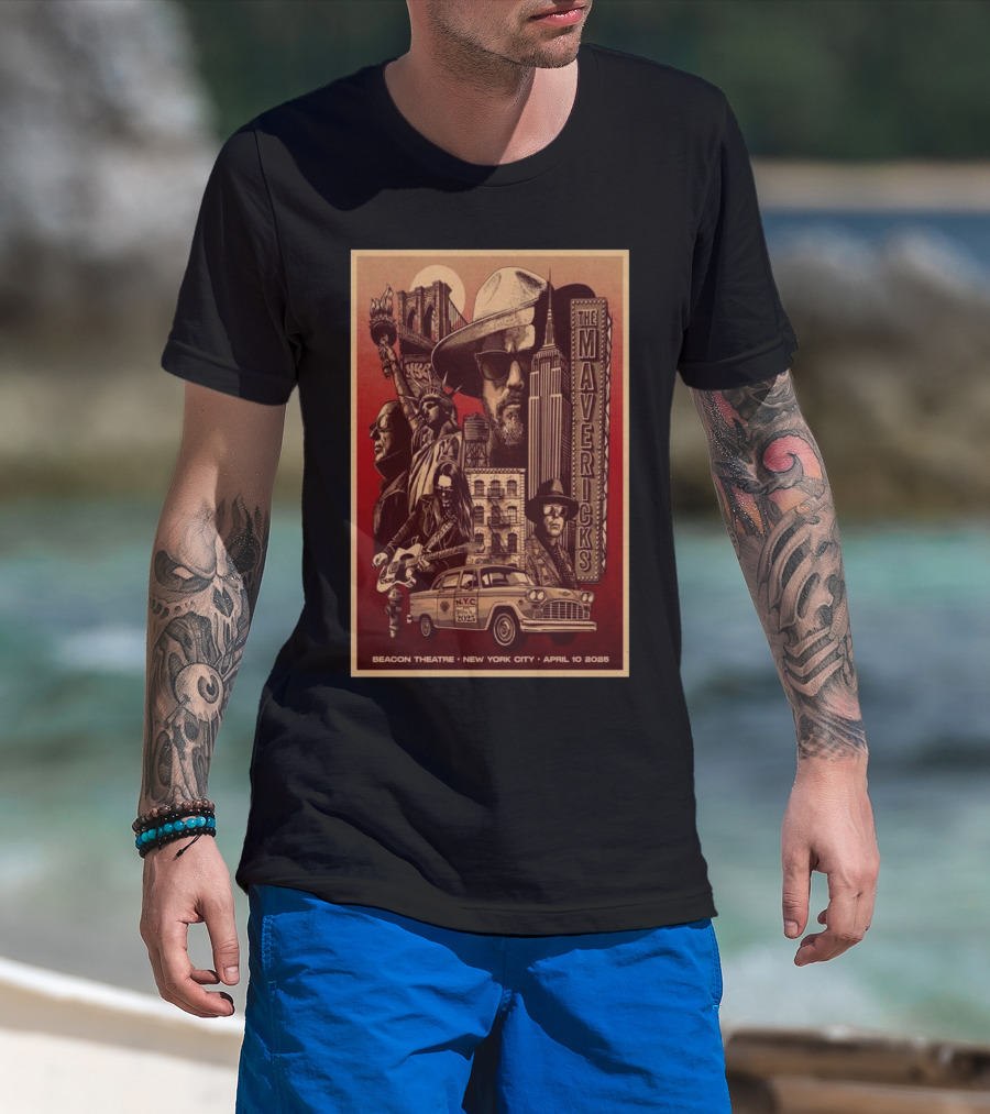 The Mavericks New York City Tour April 10 2025 Beacon Theatre T-Shirt