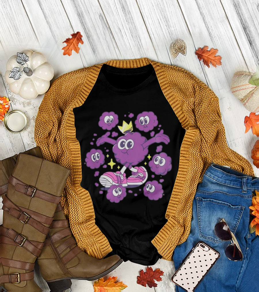 Ranboo Particle Palooza Purple Crowned Character With Sneakers And Sparkles T-Shirt