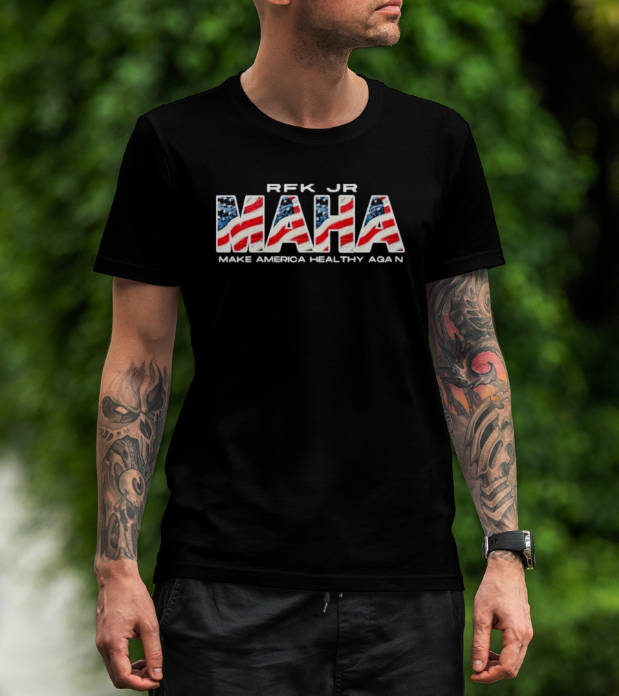 RFK Jr. MAHA Make America Healthy Again American Flag Letters T-Shirt