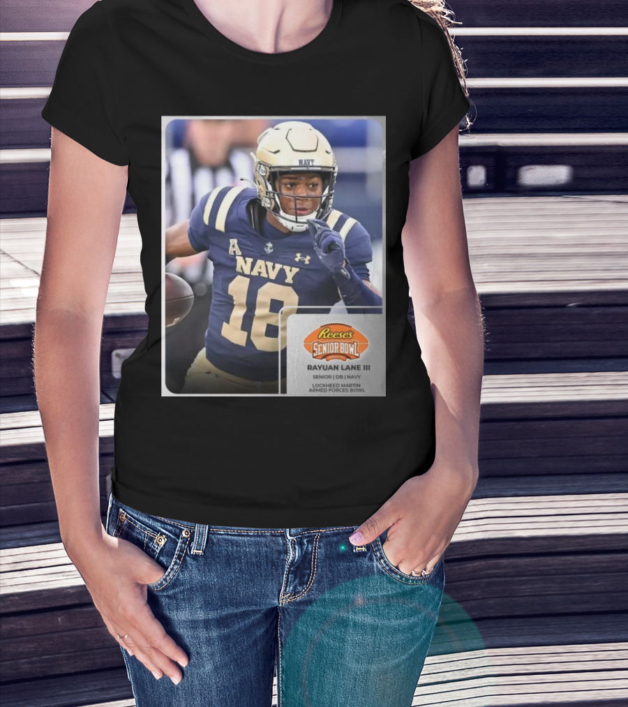 Reese's Senior Bowl Rayuan Lane III Navy Football Lockheed Martin Armed Forces Bowl T-Shirt