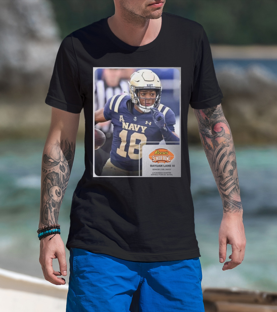 Reese's Senior Bowl Rayuan Lane III Navy Football Lockheed Martin Armed Forces Bowl T-Shirt