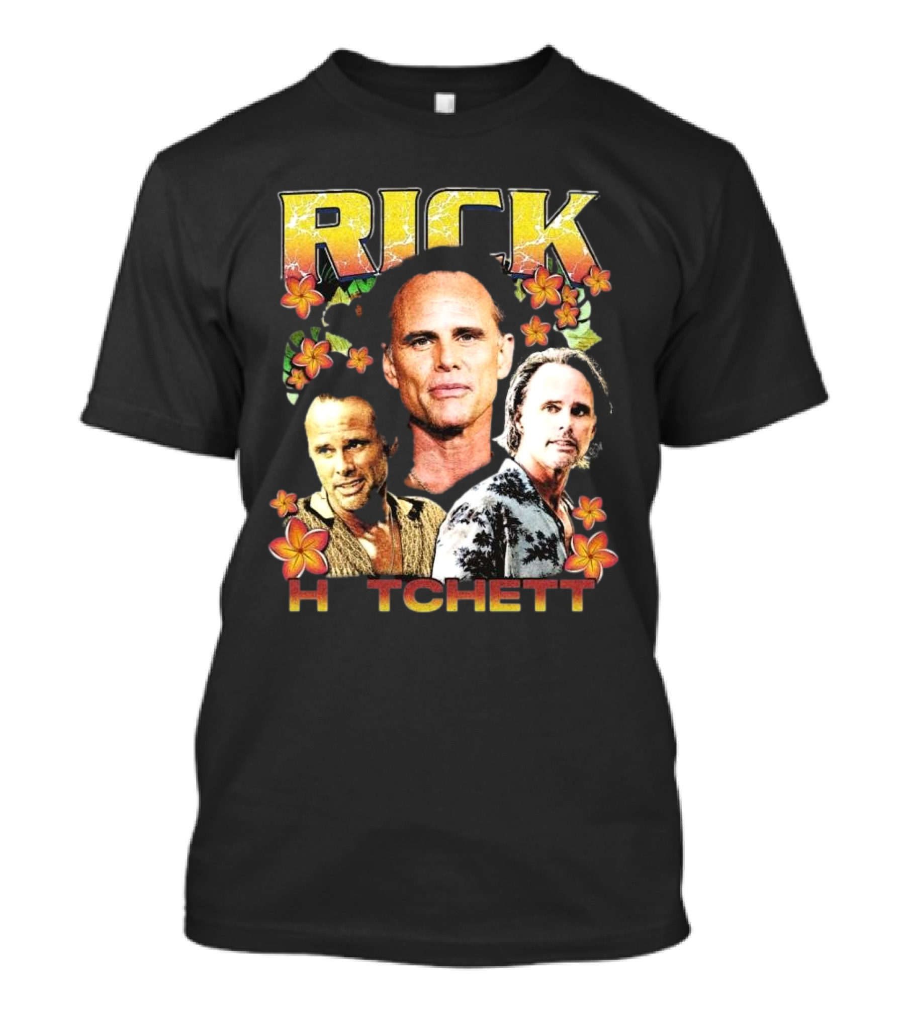 Rick Hatchett Retro Floral Collage Rap Style T-Shirt